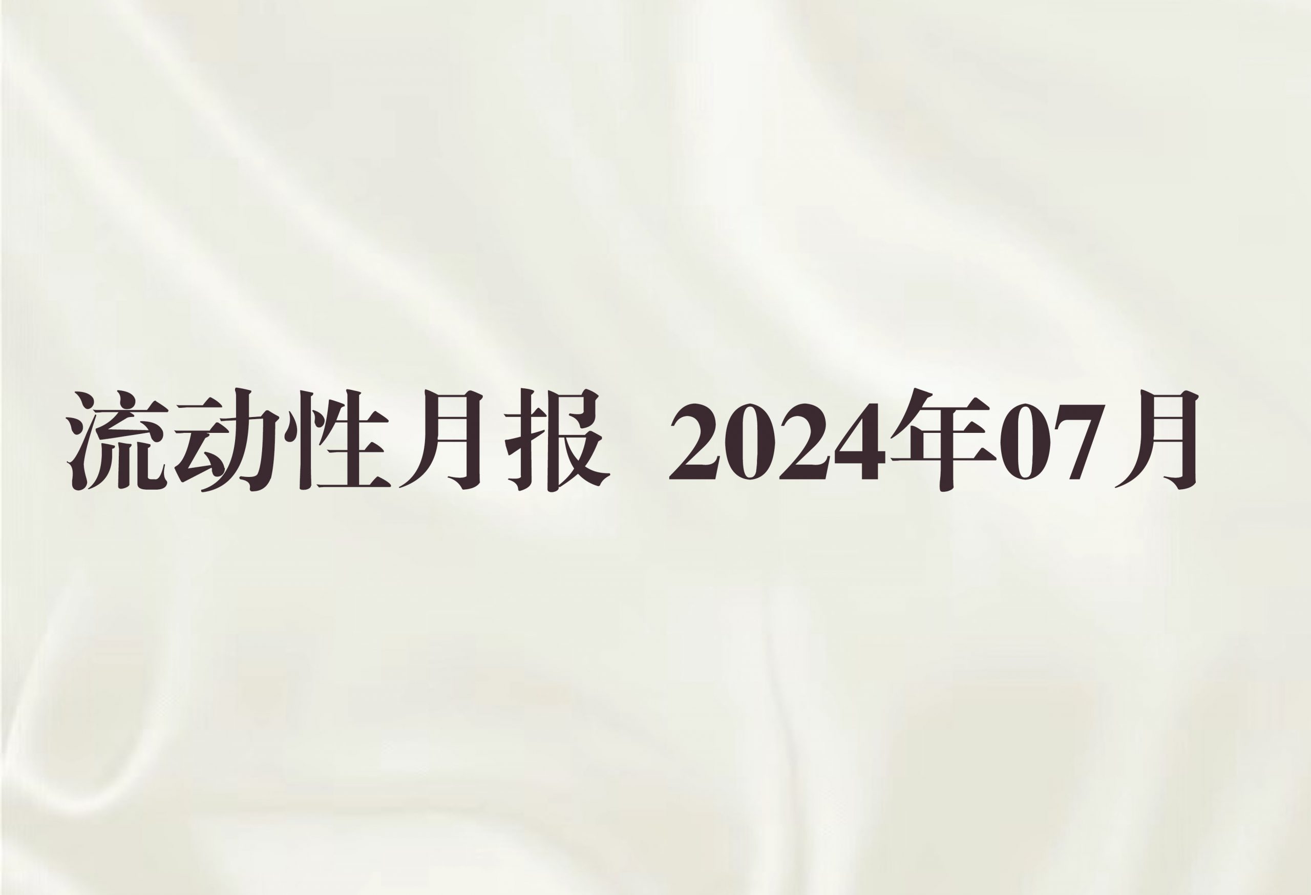 流动性月报 2024年07月