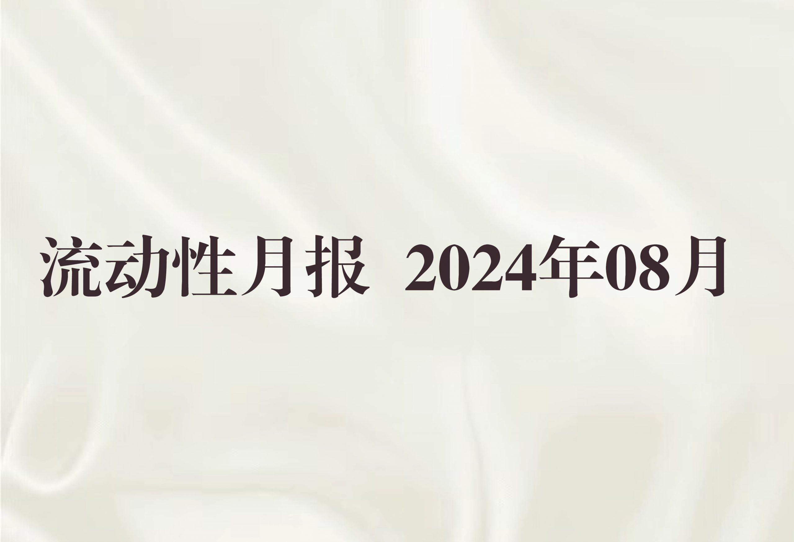 流动性月报 2024年08月